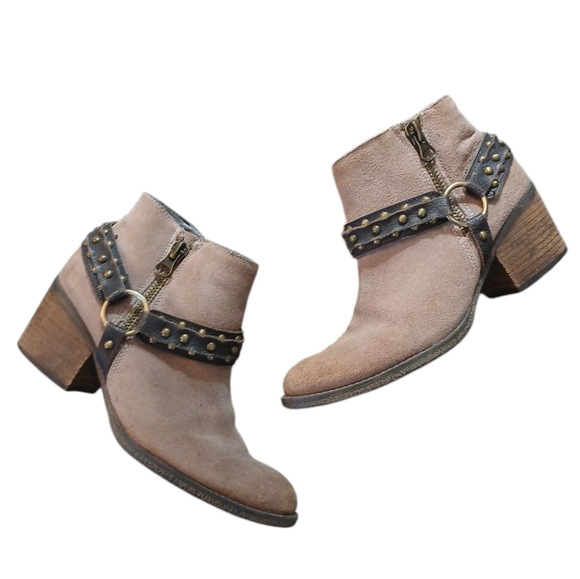 Crown Vintage Western Ankle Boots Studded Harness Leather Moto Booties Size 7.5 - Picture 14 of 14